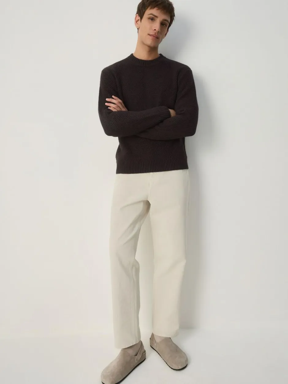 Next Regular Fit Textured Crew Jumper Brown Online