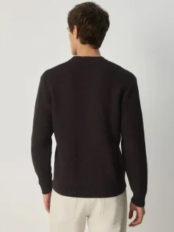 Next Regular Fit Textured Crew Jumper Brown Online