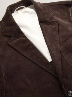 Next Relaxed Fit Corduroy Suit Jacket Brown