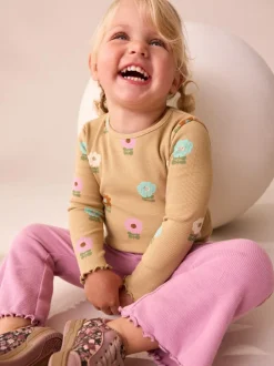 Next Brown Rib Long Sleeve T-Shirt (3mths-7yrs) New