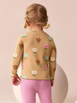 Next Brown Rib Long Sleeve T-Shirt (3mths-7yrs) New