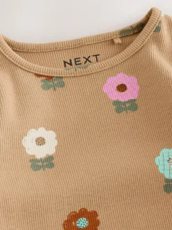 Next Brown Rib Long Sleeve T-Shirt (3mths-7yrs) New