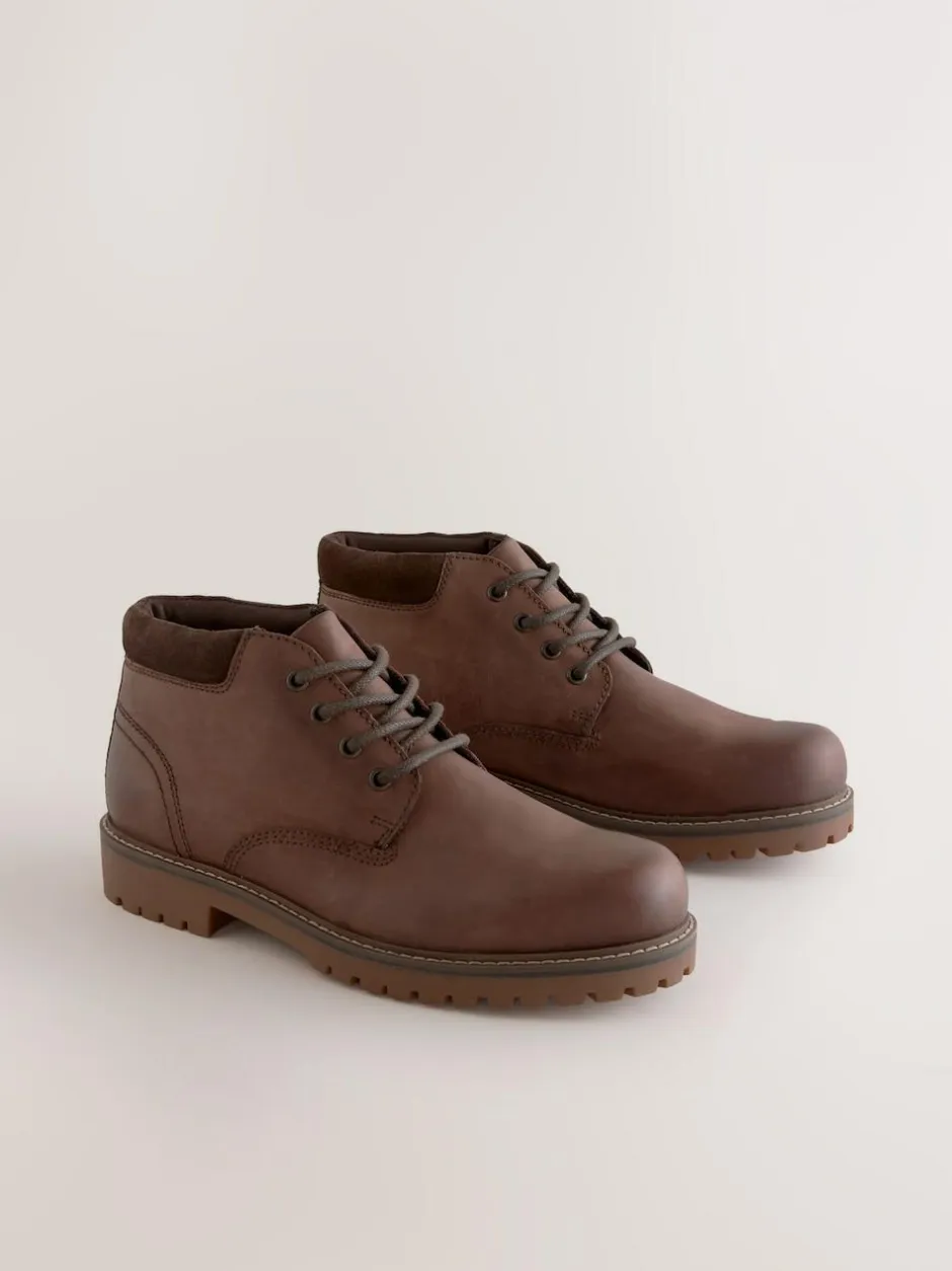 Next Rugged Leather Ankle Boots Brown Best