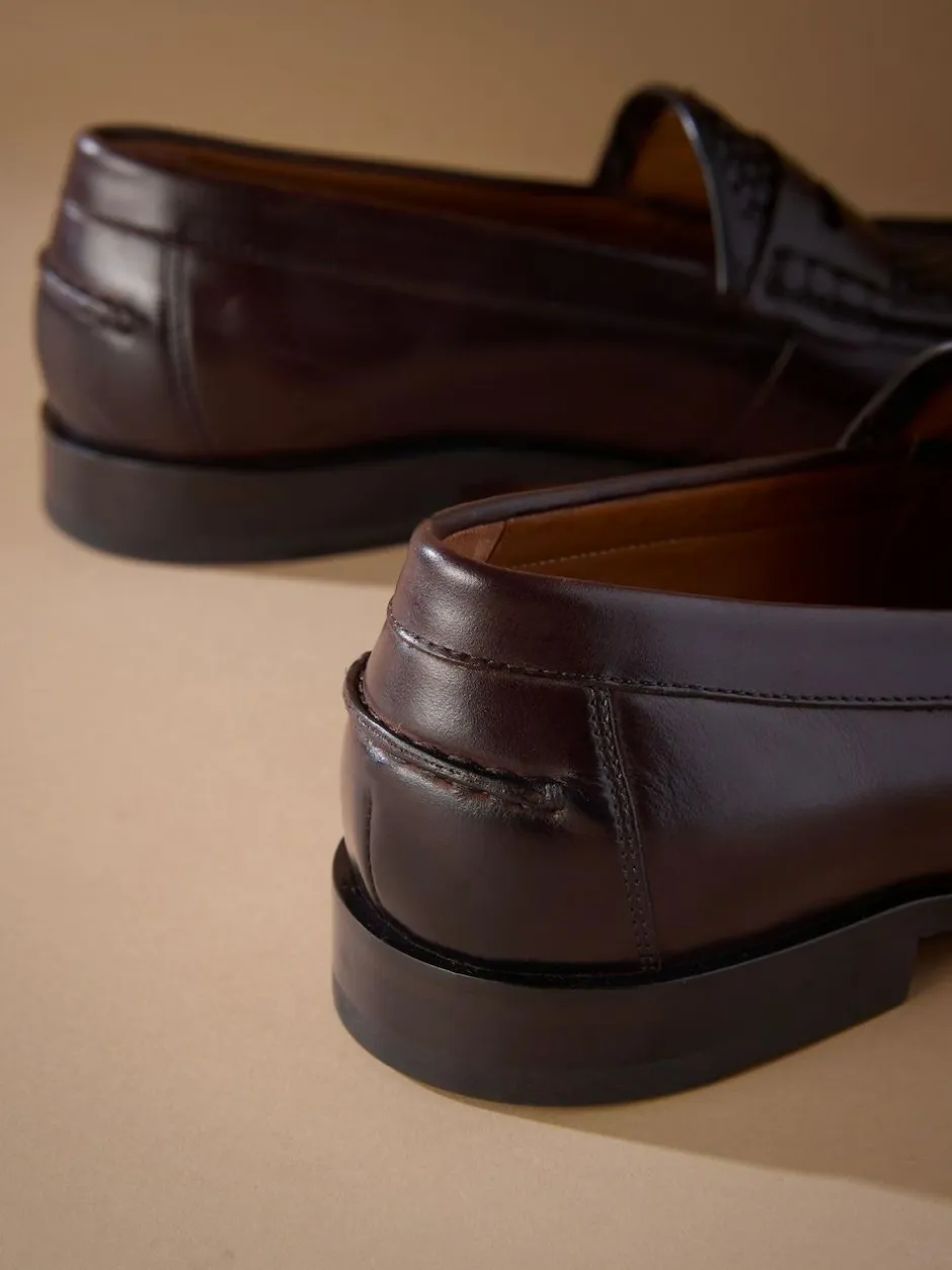 Next Brown Signature Leather Sole Woven Loafers Clearance