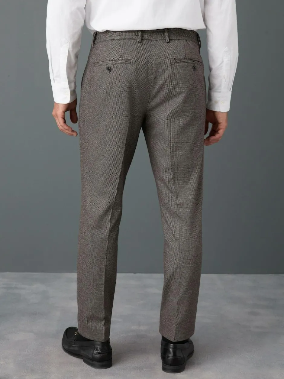 Next Slim Fit Smart Elasticated Back Textured Trousers with Stretch Brown Online