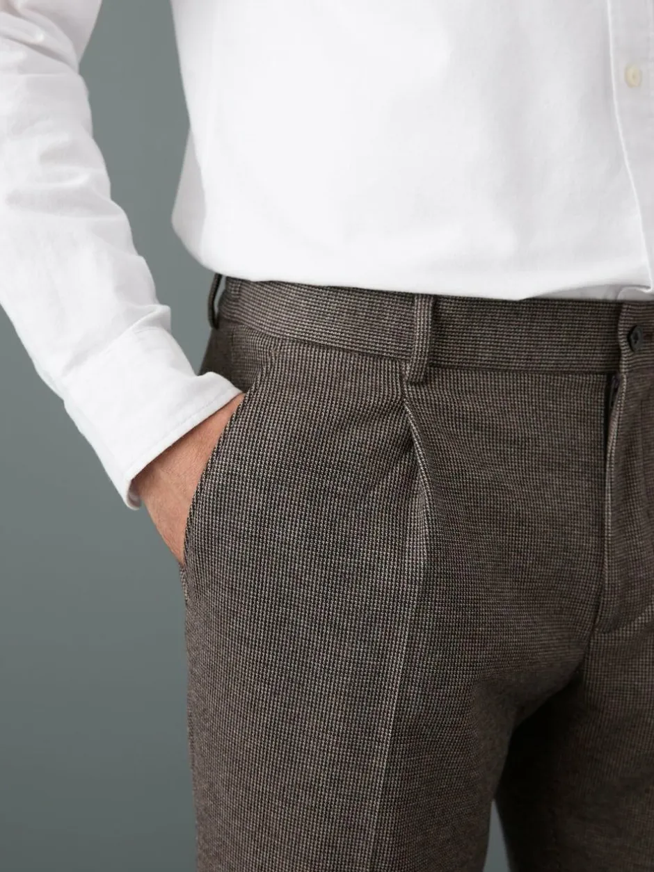 Next Slim Fit Smart Elasticated Back Textured Trousers with Stretch Brown Online