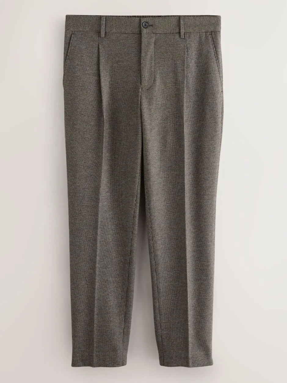 Next Slim Fit Smart Elasticated Back Textured Trousers with Stretch Brown Online