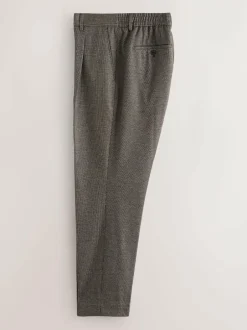 Next Slim Fit Smart Elasticated Back Textured Trousers with Stretch Brown Online