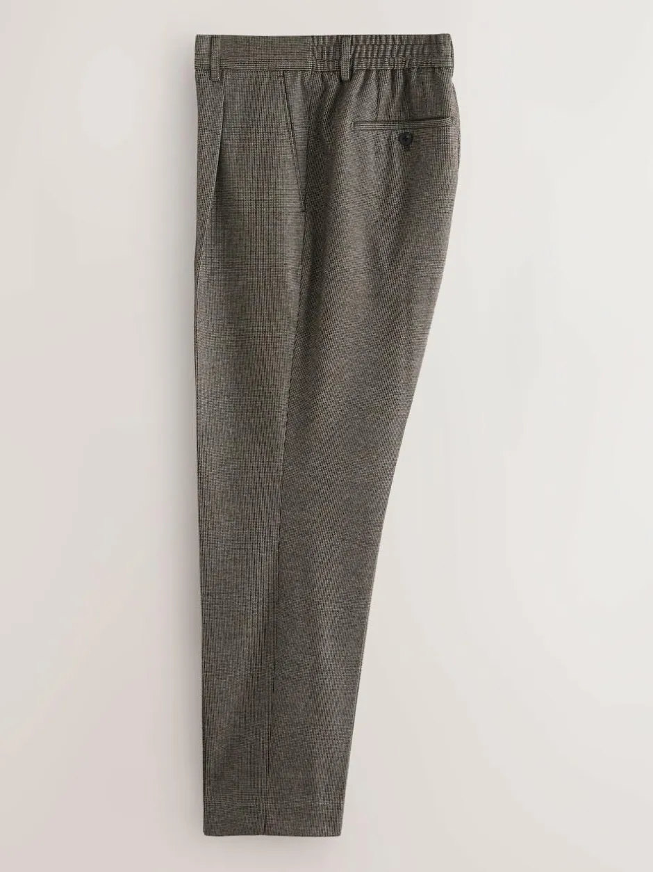 Next Slim Fit Smart Elasticated Back Textured Trousers with Stretch Brown Online
