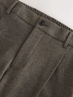 Next Slim Fit Smart Elasticated Back Textured Trousers with Stretch Brown Online