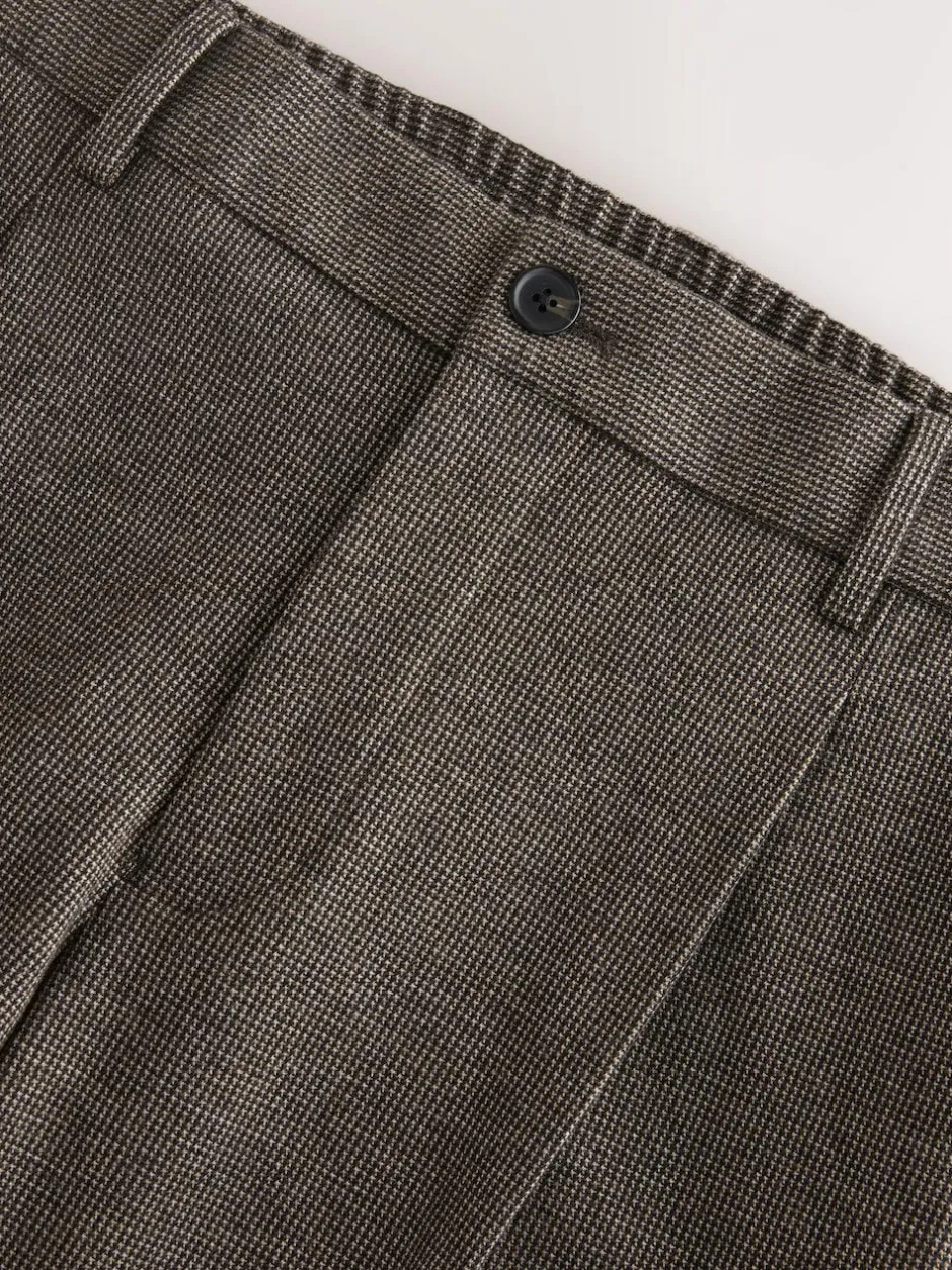 Next Slim Fit Smart Elasticated Back Textured Trousers with Stretch Brown Online