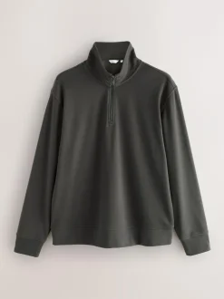 Next Soft Touch Quarter Zip Neck Fleece Brown