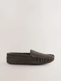 Next Suede Faux Fur Lined Moccasin Slippers Brown Online