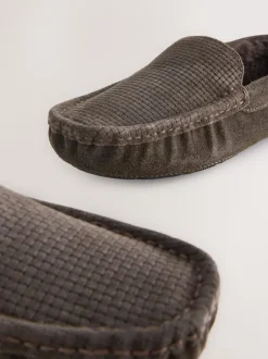 Next Suede Faux Fur Lined Moccasin Slippers Brown Online