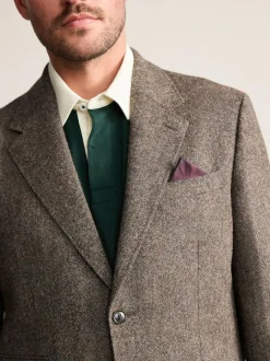 Next Tailored Fit Signature Abraham Moon 100% British Wool Donegal Suit Jacket Brown Discount