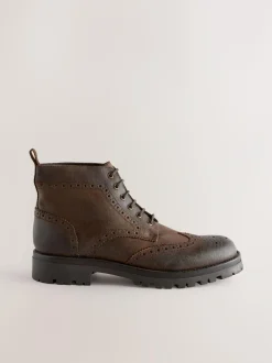 Next Brown Tall Chunky Lace-Up Brogue Boots Best