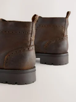 Next Brown Tall Chunky Lace-Up Brogue Boots Best