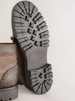 Next Brown Tall Chunky Lace-Up Brogue Boots Best