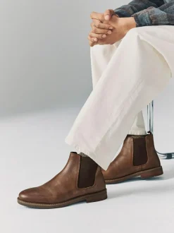 Next Waxy Leather Chelsea Boots Brown Discount