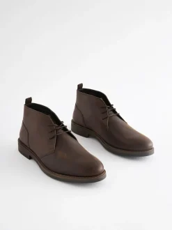 Next Waxy Leather Chukka Boots Brown Sale