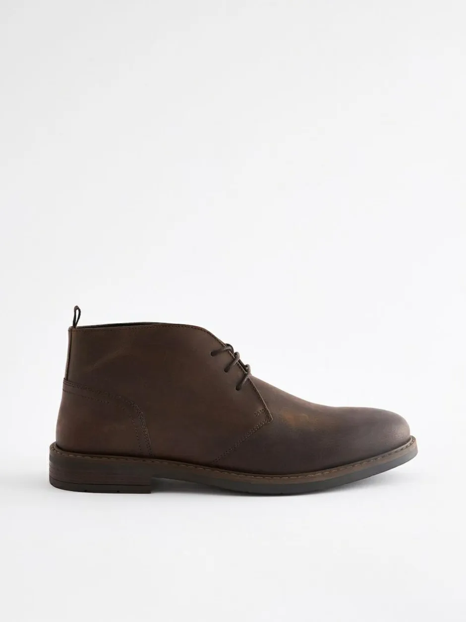Next Waxy Leather Chukka Boots Brown Sale