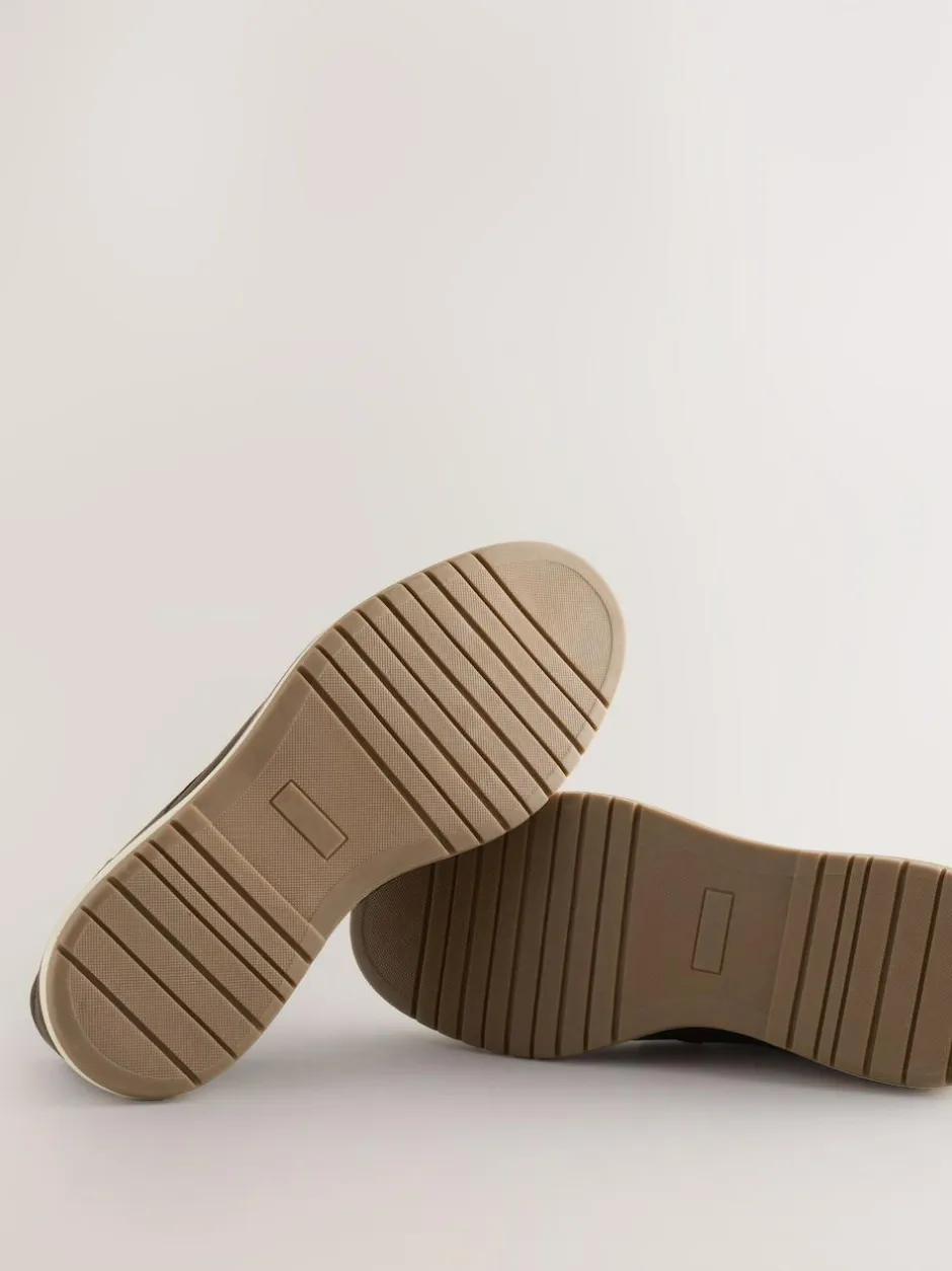 Next Brown Wedge Derby Shoes New