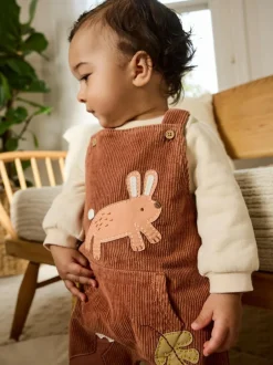 Next Brown Woodland Cord Dungarees and Bodysuit Set (0mths-2yrs) Sale