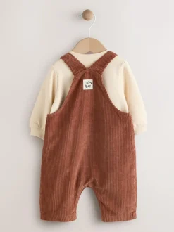 Next Brown Woodland Cord Dungarees and Bodysuit Set (0mths-2yrs) Sale