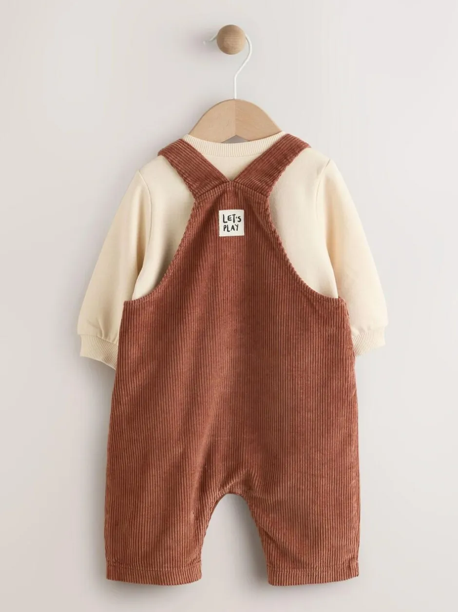 Next Brown Woodland Cord Dungarees and Bodysuit Set (0mths-2yrs) Sale
