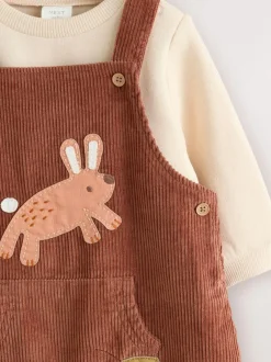 Next Brown Woodland Cord Dungarees and Bodysuit Set (0mths-2yrs) Sale