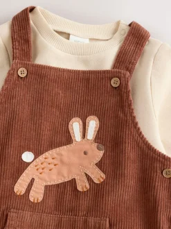 Next Brown Woodland Cord Dungarees and Bodysuit Set (0mths-2yrs) Sale