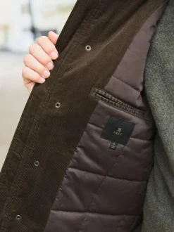 Next Brown Wool Blend Dogtooth Quilted Corduroy Collar Jacket Hot
