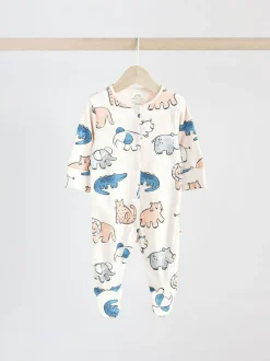 Next Brown/Blue Baby Sleepsuits 3 Pack (0mths-3yrs) Hot