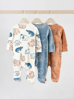 Next Brown/Blue Baby Sleepsuits 3 Pack (0mths-3yrs) Hot