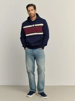 Next Overhead Hoodie Colour Blocking Sweatshirt Burgandy Red/Navy Blue/Ecru White Clearance