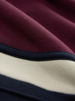 Next Overhead Hoodie Colour Blocking Sweatshirt Burgandy Red/Navy Blue/Ecru White Clearance