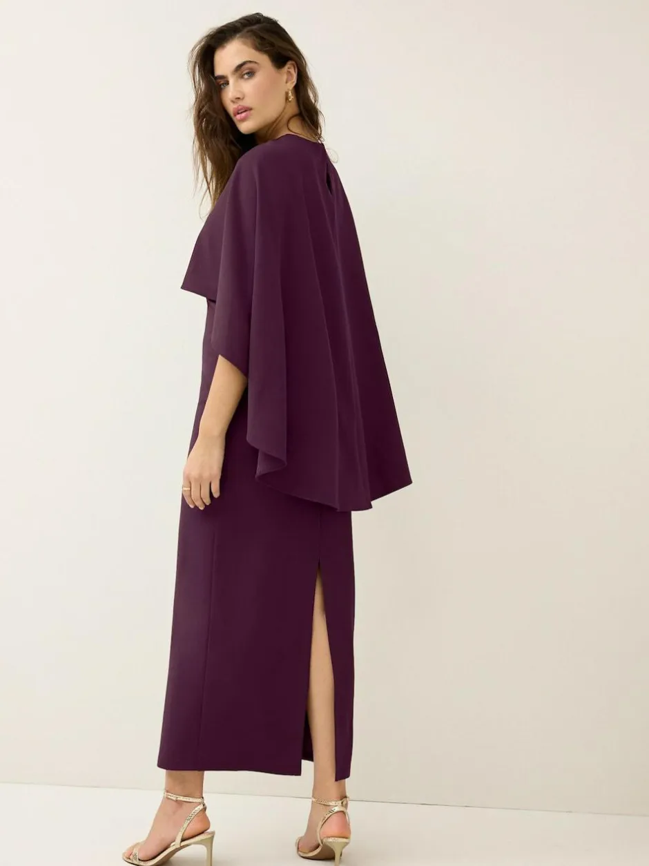 Next Burgundy Red Cape Maxi Dress Hot