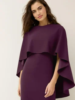 Next Burgundy Red Cape Maxi Dress Hot