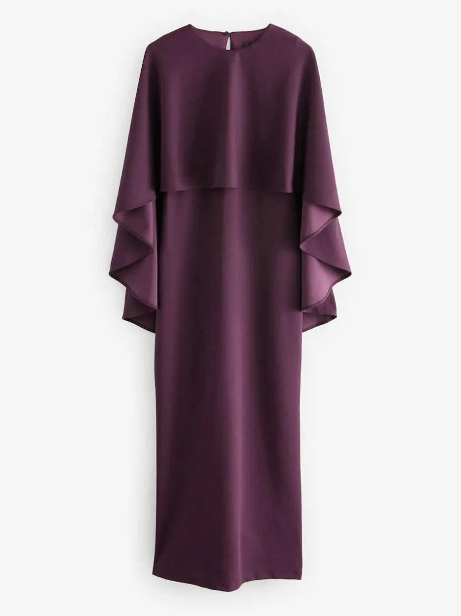 Next Burgundy Red Cape Maxi Dress Hot