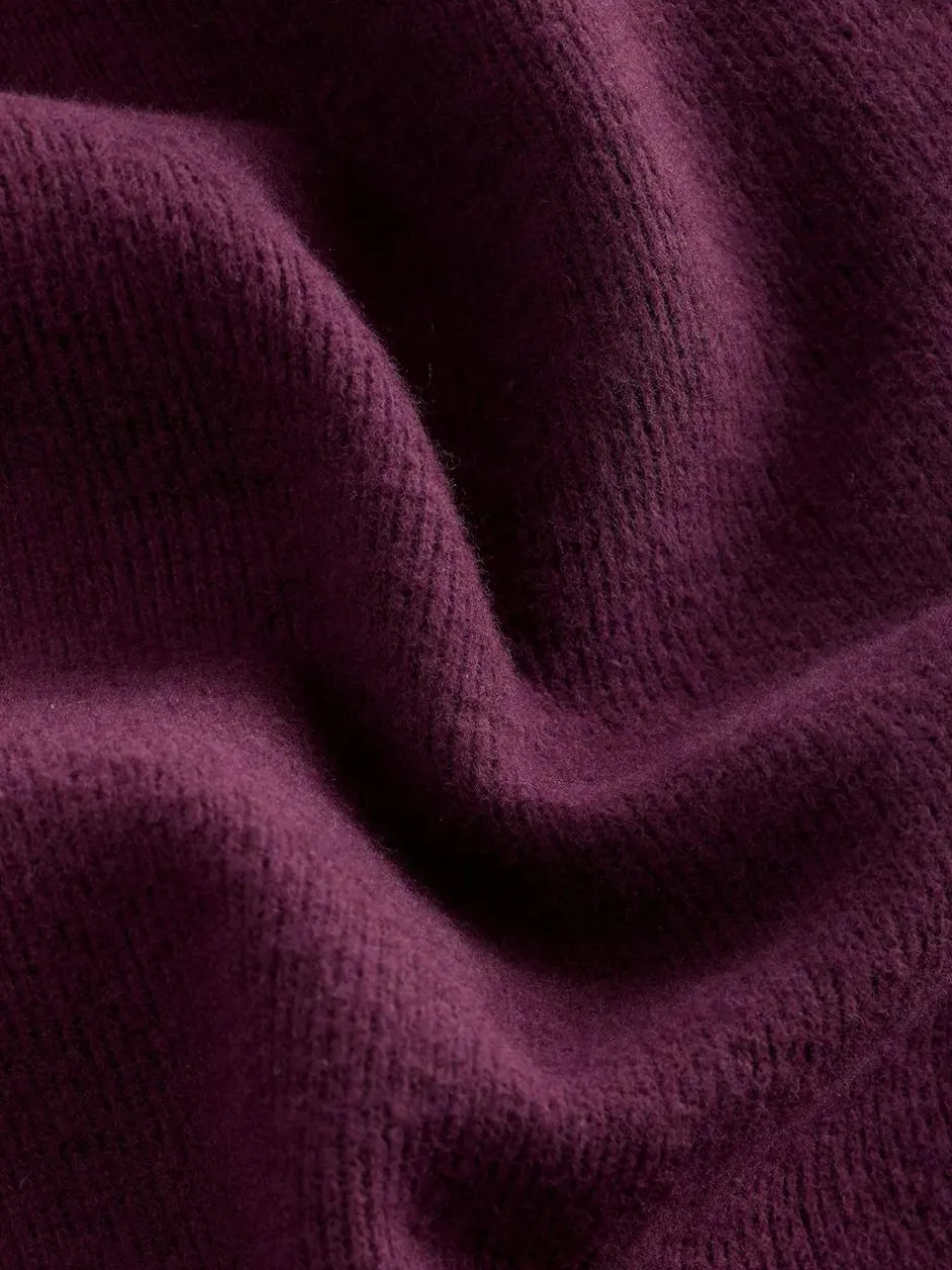 Next Burgundy Red Cosy Soft Touch Rib Overhead Hooded Jumper Sweatshirt Clearance