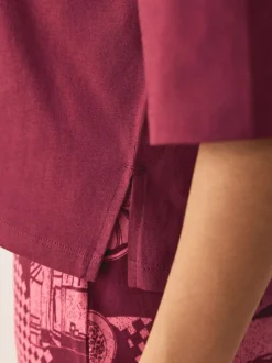 Next Burgundy Red Cotton Short Sleeve Pyjamas New