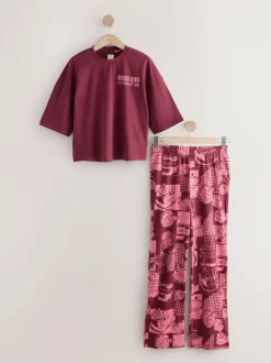 Next Burgundy Red Cotton Short Sleeve Pyjamas New