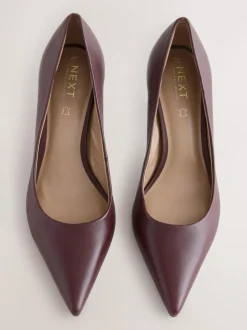 Next Extra Wide Fit Leather Mid Court Shoes Burgundy Red Best