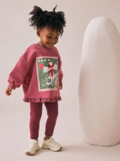 Next Frill Hem Sweatshirt & Leggings Set (3mths-7yrs) Burgundy Red Fairy