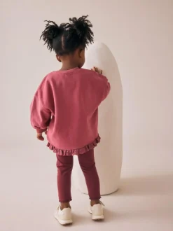 Next Frill Hem Sweatshirt & Leggings Set (3mths-7yrs) Burgundy Red Fairy