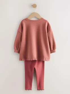 Next Frill Hem Sweatshirt & Leggings Set (3mths-7yrs) Burgundy Red Fairy