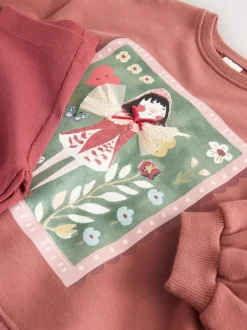 Next Frill Hem Sweatshirt & Leggings Set (3mths-7yrs) Burgundy Red Fairy