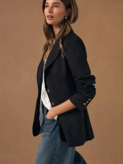 Next Burgundy Red Fitted Single Breasted Blazer Sale