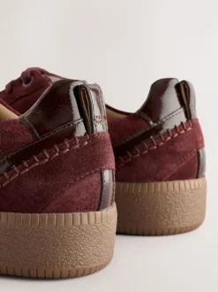 Next Burgundy Red Forever Comfort® Leather Chunky Sole Lace-Up Trainers Outlet