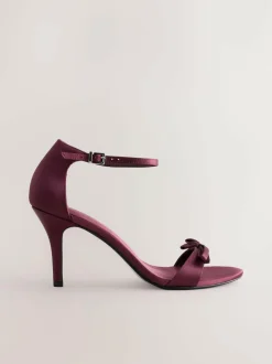 Next Forever Comfort® Mini Satin Bow Heeled Sandals Burgundy Red Discount